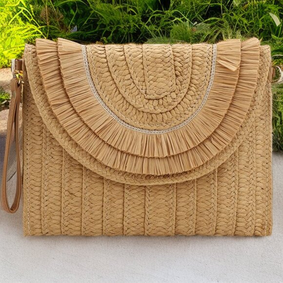 Straw Beach Purse Summer Clutch Crossbody Handbag Shoulder Bag Travel Wallet - Picture 3 of 8
